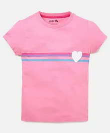 Mackly Short Sleeves Heart Printed Tee - Pink