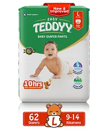 Teddyy Easy Baby Pant Style Diaper  Large - 62 Pieces