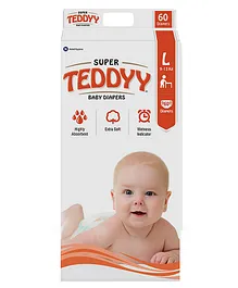 Teddyy Super Baby Taped Diaper Large - 60 Pieces