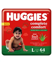 Huggies Complete Comfort Wonder Pants with Aloe Vera Large Size Baby Diaper Pants - 64 Pieces