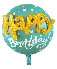 AMFIN Happy Birthday 3D Round Foil Balloon Blue / 3D Happy Birthday Printed on Blue Round Shape Foil Balloon For Party Decoration, Birthday Decoration, Kids Decoration - Blue