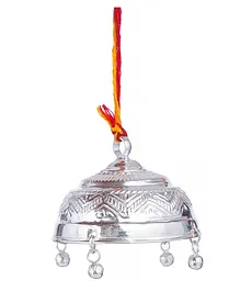 Dhruvs Collection BIS Hallmarked 925 Silver Carved Chatra For God & Temple With Attached Hook & Ghunghroo Medium Silver - 7.8 gm