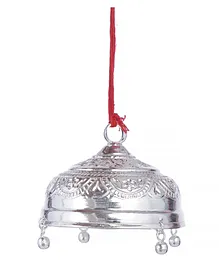 Dhruvs Collection BIS Hallmarked 925 Silver Carved Chatra For God & Temple With Attached Hook & Ghunghroo Large Silver - 13 gm