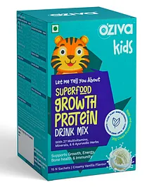 OZiva Kids Superfood Growth Protein Drink Mix, Nutrition Drink For Kids 5 & Above Whey Protein, Creamy Vanilla