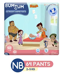 Bumtum Baby Diaper Pants New Chota Bheem Edition New Born - 64 Pieces 