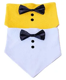 Tipy Tipy Tap Pack of 2 Bow Tie Applique Bibs - Yellow & Blue