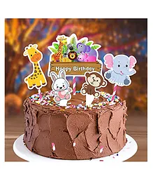 CAMARILLA Cake Toppers For Jungle Decoration Theme Party for Celebration Pack of 5 - Multicolor