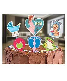 CAMARILLA Cake Topper for Girls Boys Birthday Party Baby Shower Friendly Paper Cake Topper Cake Decoration Items Party Favors Pack of 6- Multicolor