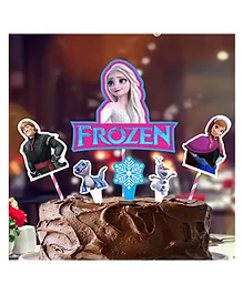 CAMARILLA Winter Wonderland Frozen Theme Cake Topper for Girls Boys Birthday Party Baby Shower Friendly Paper Cake Topper Cake Decoration Items Party Favors Pack of 6- Multicolor