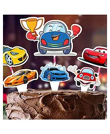 CAMARILLA Car Theme Cake Topper for Kids Set of 6 - Multicolor