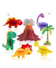 JOHRA Dinosaur Theme Honeycomb Paper Decoration - Pack of 7