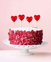 JOHRA Heart Shaped Cake Topper Red - Pack of 4