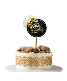 JOHRA Happy Birthday Cake Topper Golden - Length 22.8 cm