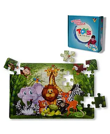 Toys Universe Wooden Jungle Themed Jigsaw Puzzle Large Multicolor - 40 Pieces
