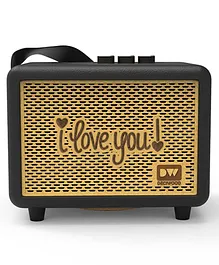 Deciwood Unplugged Wireless Wooden Portable Bluetooth Speaker I Love You Text Printed - Black Beige