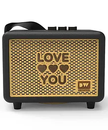 Deciwood Unplugged Wireless Wooden Portable Bluetooth Speaker Love You Text With Heart Printed - Black Beige