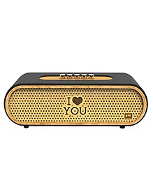 Deciwood Curved Wooden Wireless Portable Bluetooth Speaker I Love You Text Printed - Black Beige