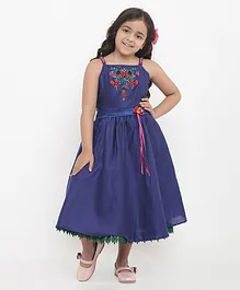 Bitiya By Bhama Sleeveless Floral & Lace Embellished Dress - Blue