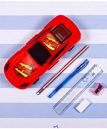 TuffChamps Car Shaped Movable Pencil Box with Stationery Set (colour may vary)