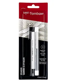 Tombow Mono Zero Erasers Round Tip Value Pack of 2 - White Silver