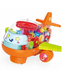 VGRASSP Gear Display Transparent Vehicle Toy for Kids 360 Degree Rotating Concept Racing with 3D Flashing LED Lights and Music Small Plane (Colour may vary)