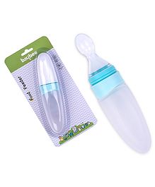 BAYBEE Silicone Squeeze Food Feeder Bottle With Spoon - Blue