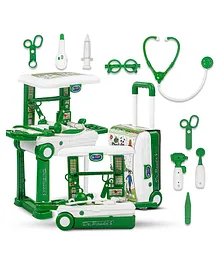 Baybee Panda Trolley Doctor Medical Accessories Pretend Play Set - Green White