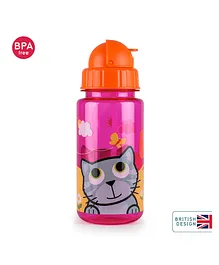 Tum Tum Flip Kids Water Bottle Cat Print Pink - 400 ml