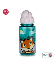 Tum Tum Flip Kids Water Bottle Fox Print Blue - 400 ml