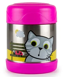 Tum Tum Flip Kids Food Flask Cat Print - Pink