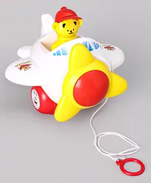 Toyzone Musical Aeroplane Pull Along Toy - White Yellow