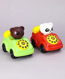 Toyzone Pull String Telephone Car With Teddy Heads - Red Green
