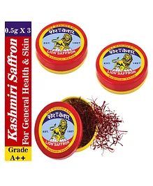 LION SAFFRON Grade A++ Mongra Pure Kashmiri Kesar Saffron Pack of 3 - 0.5 g Each