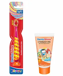 DentoShine Oral Care Combo Toothbrush And Orange Flavored Toothpaste- 80 gm