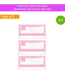 Safe-O-Kid 6 Feet Plain Washable Bed Rail Guard Pack of 3 - Pink