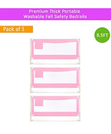 Safe-O-Kid 6.5 Feet Plain Washable Bed Rail Guard Pack of 3- Pink