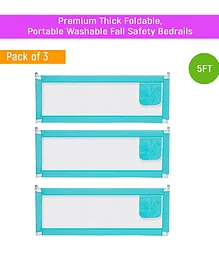 Safe-O-Kid 5 Feet Plain Washable Bed Rail Guard Pack of 3 - Blue