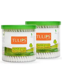 Tulips Biodegradable Cotton Buds Swabs Pack of 2 - 200 Pieces Each