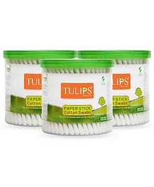 Tulips Biodegradable Cotton Buds Swabs Pack of 3 - 200 Pieces Each