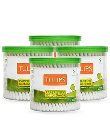 Tulips Biodegradable Cotton Buds Swabs Pack of 4 - 200 Pieces Each