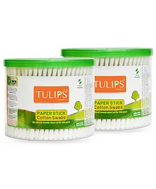 Tulips Biodegradable Cotton Buds Swabs Pack Of 2 - 300 Pieces Each