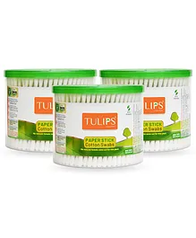 Tulips Biodegradable Cotton Buds Swabs Pack Of 3 - 300 Pieces Each