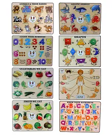ENJUNIOR BOX - Wooden Puzzle Without Knobs Educational and Learning Toy for Kids (Set of 8 Puzzles)