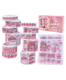 Toyshine Cute Washi Tape Set 10 Tape Rolls 10 Stickers Decorative Masking Tapes Pink Strawberry