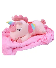 Toyshine Unicorn Stuffed Animals  2 in 1 Blanket and Pillow Set - Pink