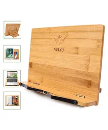 Spanker Velyu Pu Coated Foldable Bamboo Book Reading Stand - Brown