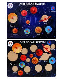 ENJUNIOR BOX -  Wooden Solar System Puzzle with Knobs Educational and Learning Toy for Kids