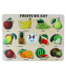 ENJUNIOR BOX -  Wooden Fruits Puzzle without Knobs Educational and Learning Toy for Kids