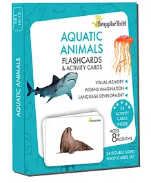 GrapplerTodd Aquatic Animals Flash Cards Easy & Fun Way Of Early Learning Multicolor - 24 Pieces