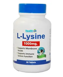 Healthvit L-Lysine 1000 mg Essential Amino Acid - 60 Tablets